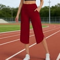 thumbnail image 6 of Kvture Capri Yoga Pants for Women Summer Split Side Sweatpants Stretch Lounge Lightweight Workout Joggers with Pockets Red Pant XL, 6 of 9