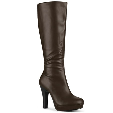 

Allegra K Women s Chunky Heel Platform Round Toe Over the Knee High Boots