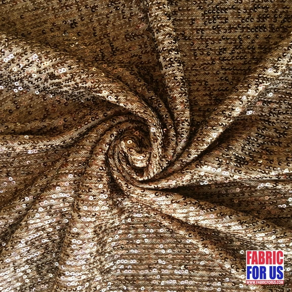 Brown Glitz Mini Disc Sequins Stretch Poly-Spandex Fabric 50" Wide Sold By The Yard FREE SHIP