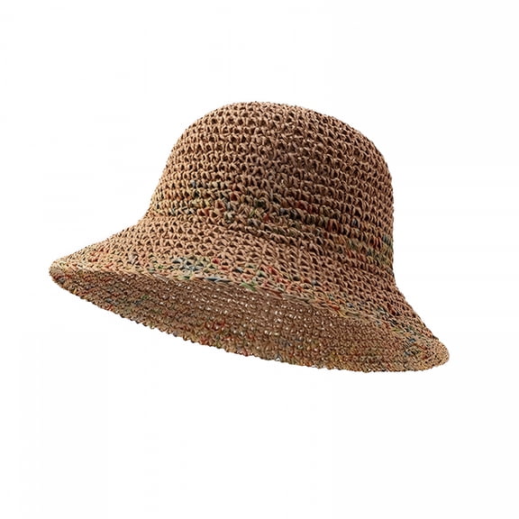 TELOLY Floppy Big Beach Straw Hats for Women Foldable Summer Wide Brim Packable Sun Hat Womens Travel Straw Fedora Hat