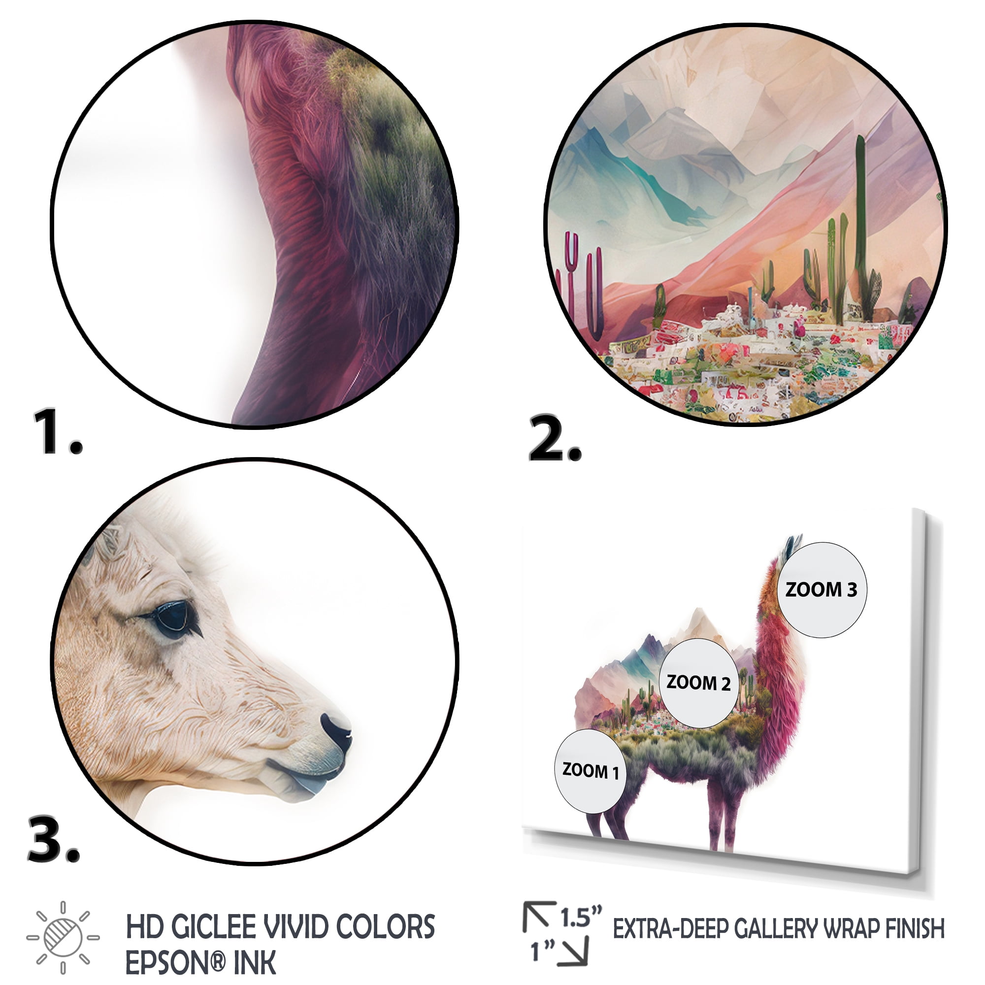 Designart Double Exposure Of A Llama With Nature Landscape Canvas Wall Art