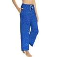 thumbnail image 2 of Xecao Blue Glitter Women's Straight Lounge Pajama Pants: The Epitome of Relaxed Sleepwear, 2 of 9
