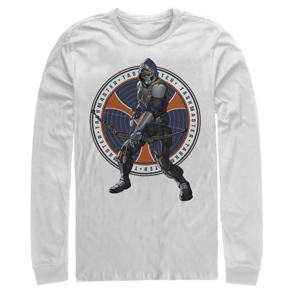 Men's Marvel Black Widow Taskmaster Arrow Long Sleeve Shirt White Large