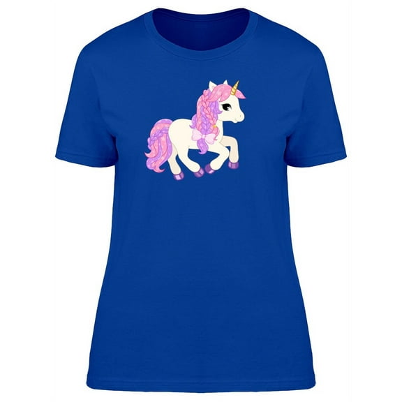 Pink Unicorn Cute Cartoon T-Shirt Women -Image by Shutterstock, Female Large