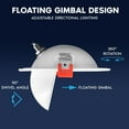 thumbnail image 7 of Luxrite 4" Floating Gimbal LED Trimless Recessed Light J-Box CRI 90 5CCT Dimmable 12W 1000 Lumens Damp Rated IC Rated ETL 4-PK, 7 of 7