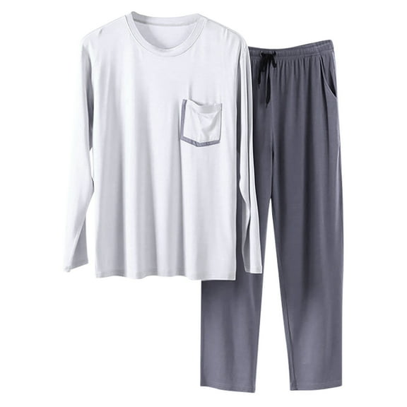 NOLDARES Mens Silk Pajamas Set, Long Sleeve Satin Pajamas for Men Sleepwear Button Up Pjs Set Two-piece(Grey,3XL)