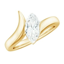Rosec Jewels Lab Created Diamond Marquise Engagement Ring 1 Ct (Ef-Vs Quality, 5X10 mm) - Solitaire Bypass Ring, 14K Yellow Gold, US 9.50
