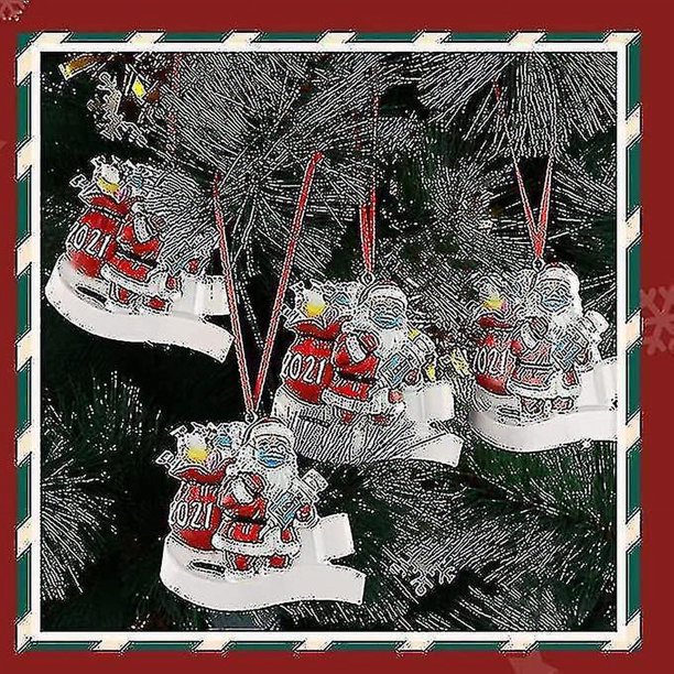 Adorno navideño 2021, Papá Noel con mascarilla, saco de transporte, adornos para árboles de Navidad