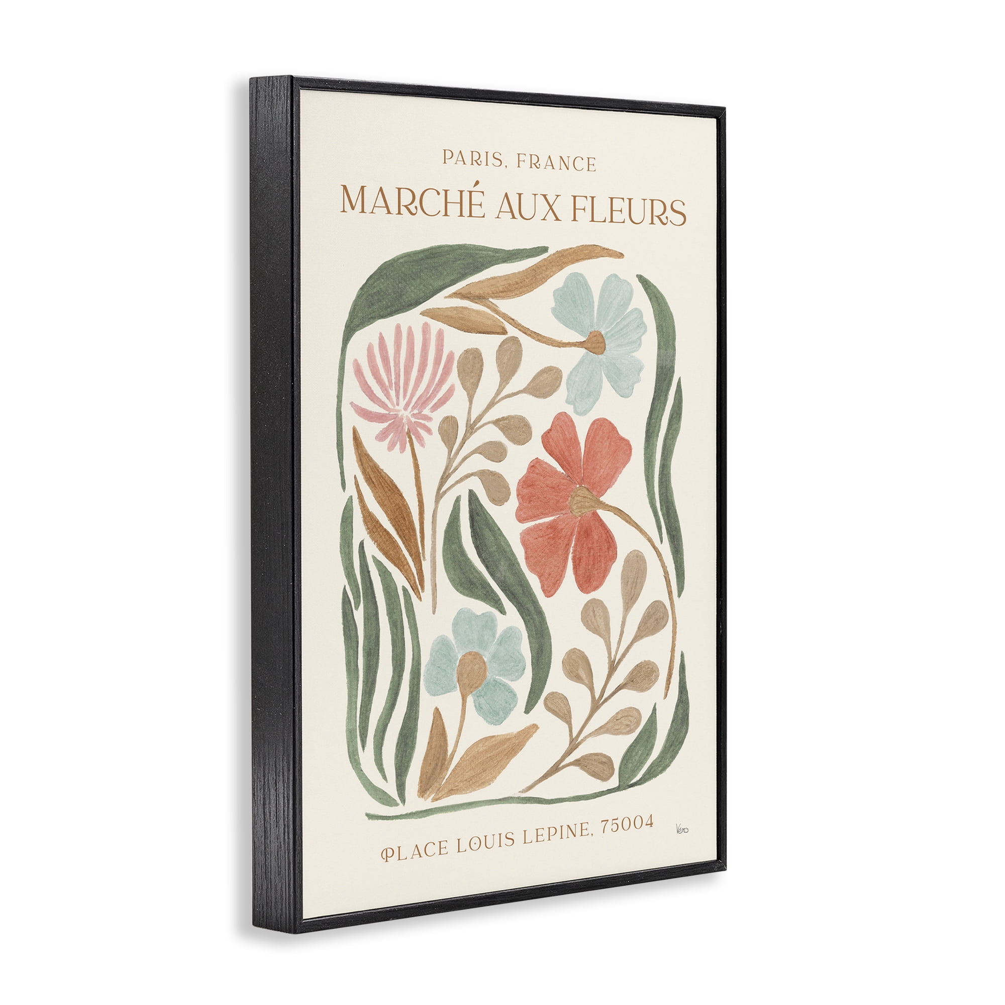 Stupell Industries French Floral Painting Botanical & Floral Painting Black Framed Art Print Wall Art, 20 x 30