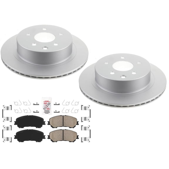 Rear AmeriBRAKES GEO Coated Disc Brake Rotors & Pads for Nissan Rogue 2021-2023