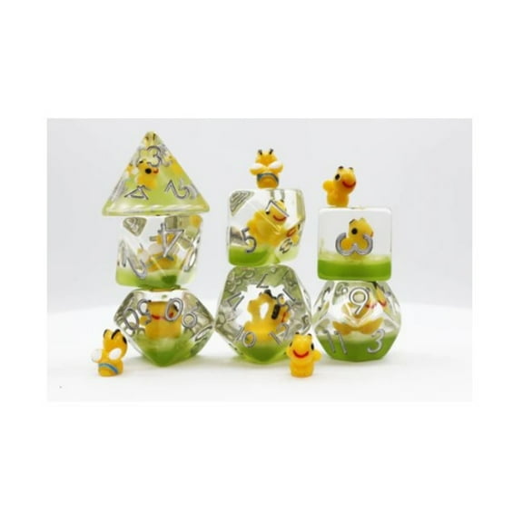 Foam Brain Games Poly Set - Happy Bees w/Silver (7) New