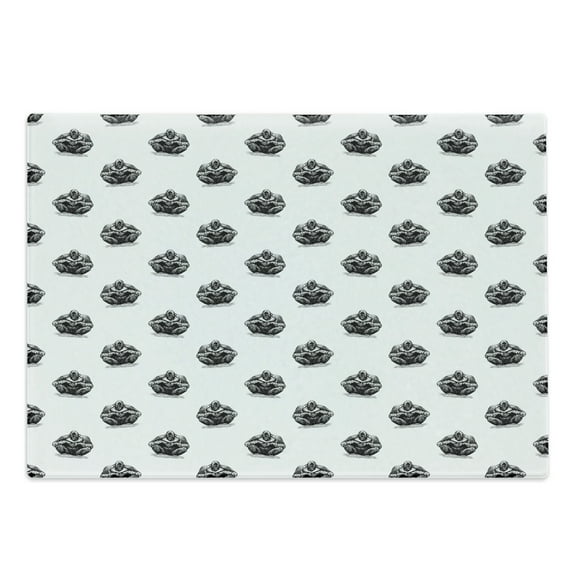 Gorilla Cutting Board, Sketchy Grunge Style Monochrome Repetitive Pattern of Silhouettes, Decorative Tempered Glass Cutting and Serving Board, in 3 Sizes, by Ambesonne