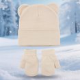 thumbnail image 2 of Povozer Baby Girl Beanie Winter Baby Boy Hat Winter Baby Knitted Ear Warmers Cute Ear Wool Hat Gloves Set,Size 0-6 Months,Beige, 2 of 8