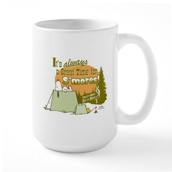 CafePress - Snoopy Smores Mugs - 15 oz Ceramic Large White Novelty Mug