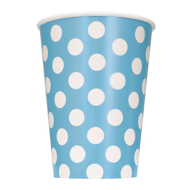12oz Polka Dot Paper Cups, Light Blue, 6ct