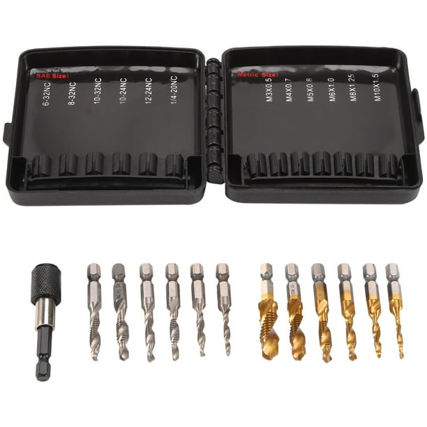 Combination Drill Tap Bits Set 3In1 HSS Metric & SAE Kit for Screw