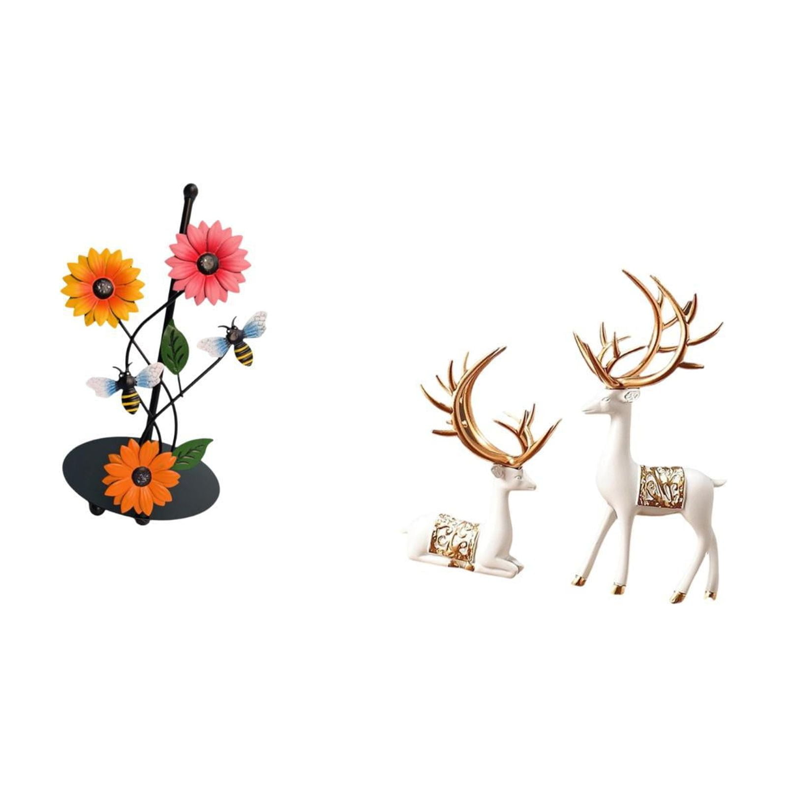 Fiocias Toilet Paper Holder Paper Towel Holder Deer Sculpture Statue Reindeer Couple Figurine Made of Iron And Resin Suitable for Kitchen Countertop Bedroom D