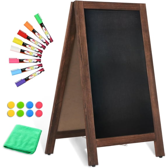 Wooden A-Frame Sign, Magnetic 40" x 20" , Chalkboard Sign, Outdoor Double Sided Plywood Sign, Brown