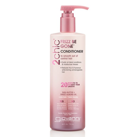 Acondicionador GIOVANNI 2chic Frizz Be Gone - Fórmula suavizante de cabello natural anti-frizz con manteca de karité y aceite de almendras dulces Macadamia Sin parabenos Color - 24 oz
