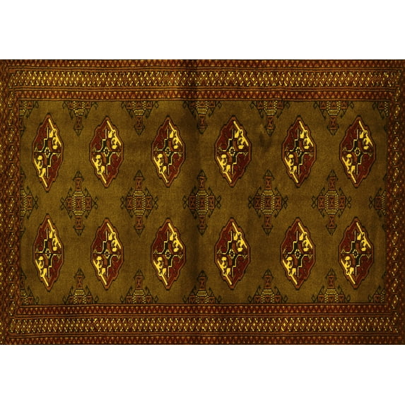 Ahgly Company Machine Washable Indoor Rectangle Persian Yellow Traditional Area Rugs, 5' x 7'