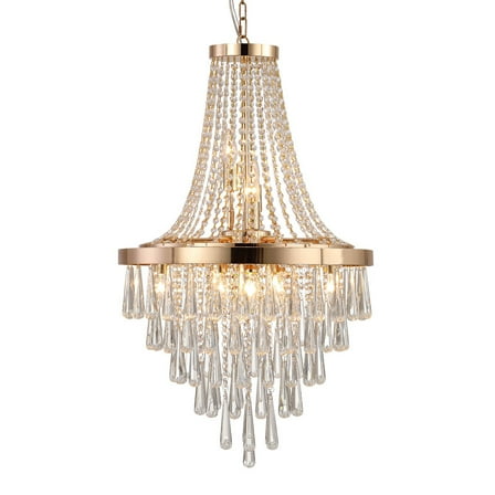 20" Modern Tiered Crystal Chandelier with Gold Finish, 11-Light Elegant Pendant Ceiling Light Fixture for Dining Room, Living Room, or Entryway (Bulbs Not Included)