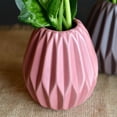 thumbnail image 5 of Iconic Scandi Baby Vases, Set of 3, Geometric, HIgh Fired Stoneware, Color Soaked Pink, Mauve and Dusty Rose, Soft Glazed Finish, 4.25  Inches,, 5 of 6