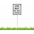 thumbnail image 1 of Letrero de jardín de 8 x 12 pulgadas con texto "One Way - No entrar", estaca para césped, decoración de patio, adornos para caminos de interior, 1 of 7
