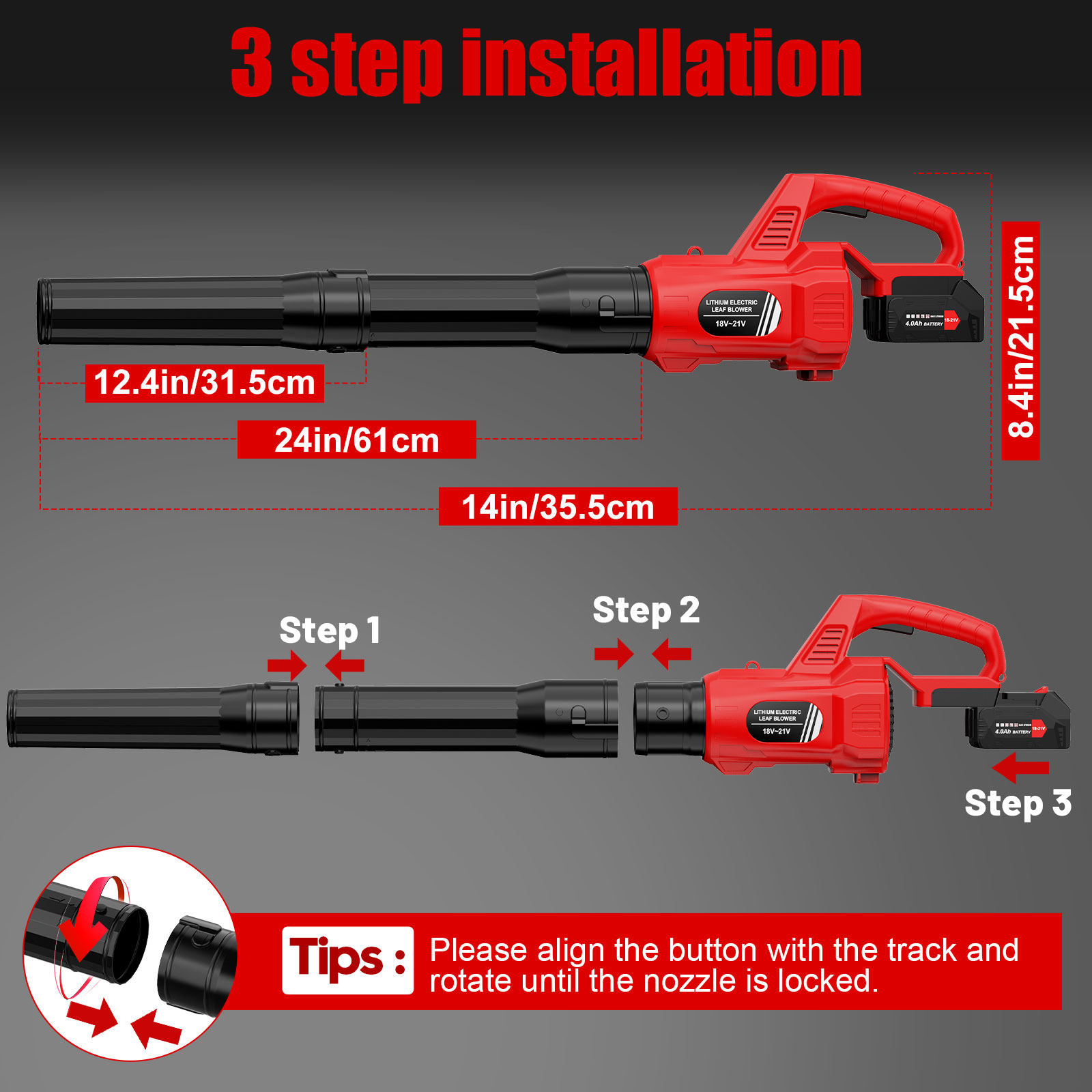 Tanbaby Cordless Leaf Blower 580 CFM with Dual Batteries photo 7