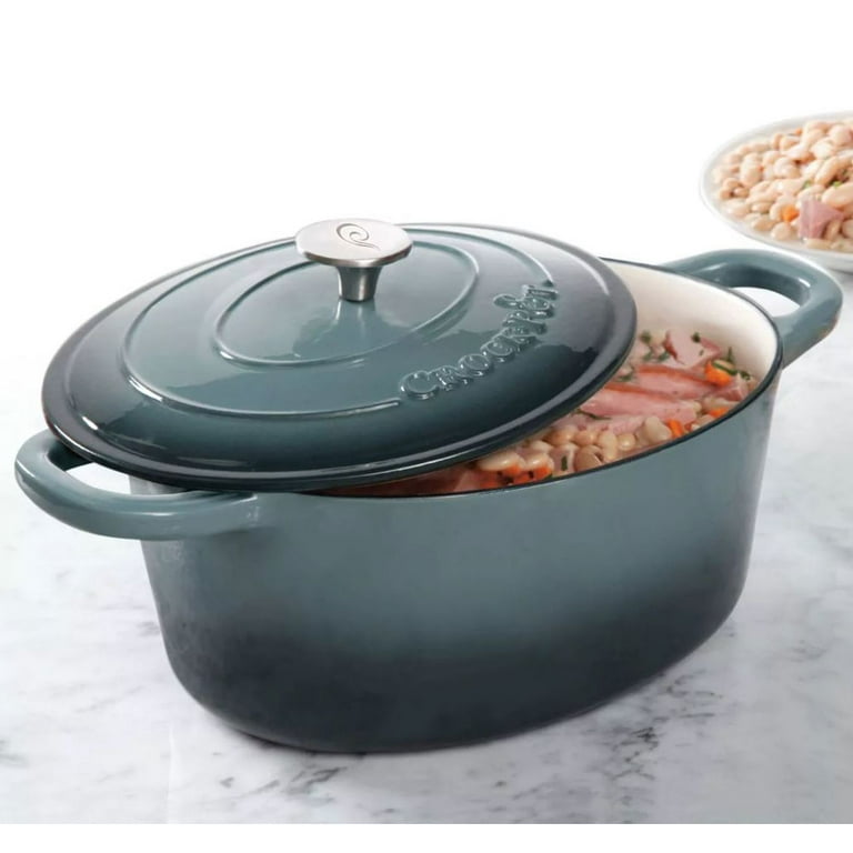 Crock-Pot Artisan 5 qt. Round Cast Iron Nonstick Dutch Oven in Slate Gray  with Lid 985100758M - The Home Depot