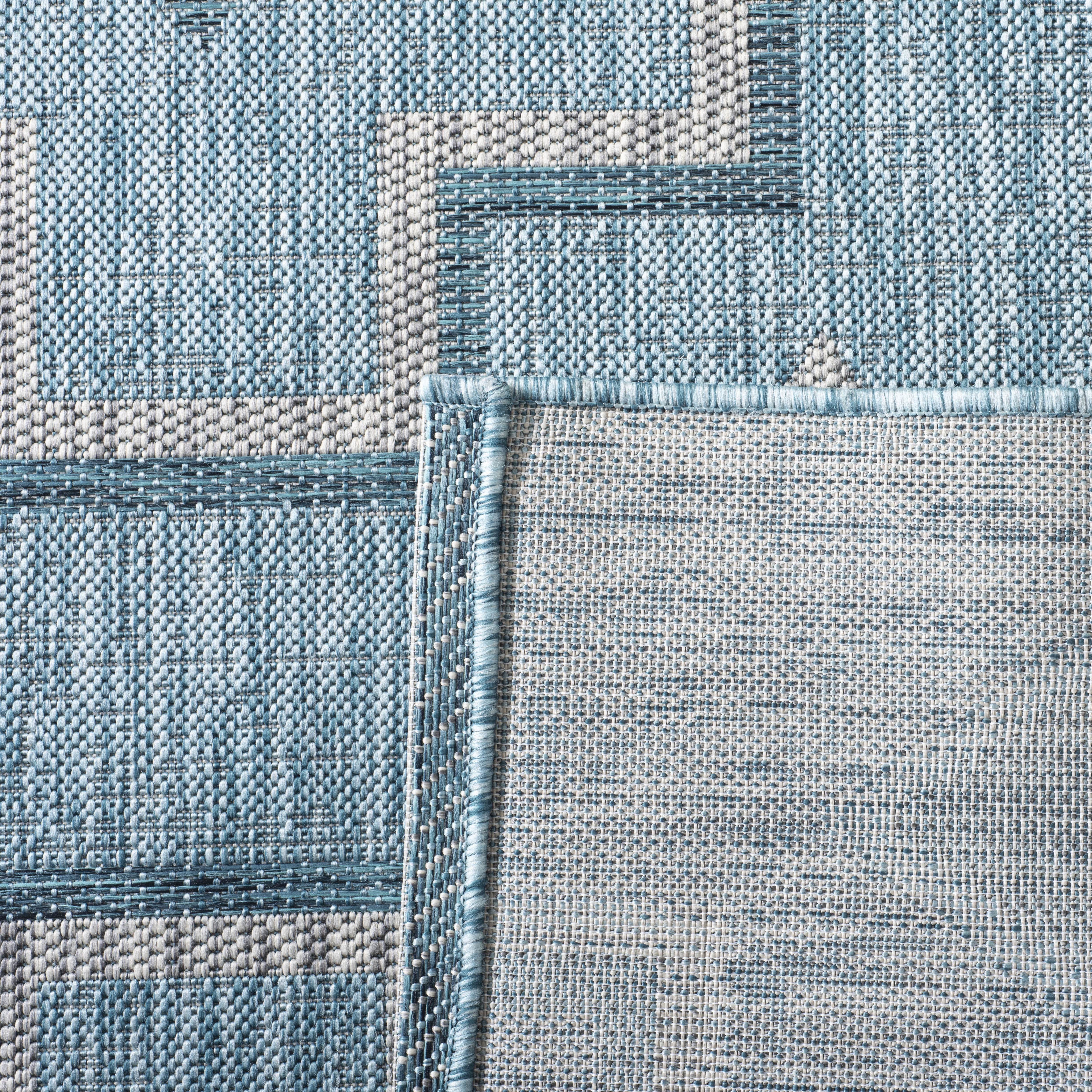 SAFAVIEH Courtyard Floella Geometric Indoor/Outdoor Area Rug, 8' x 11', Aqua/Grey