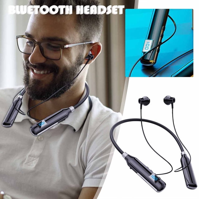 Auriculares Bluetooth 5.2, batería de larga duración, 100 horas, IPX5 a prueba de agua, auriculares deportivos, banda para el cuello Bluetooth para correr (puede insertar tarjeta de memoria)