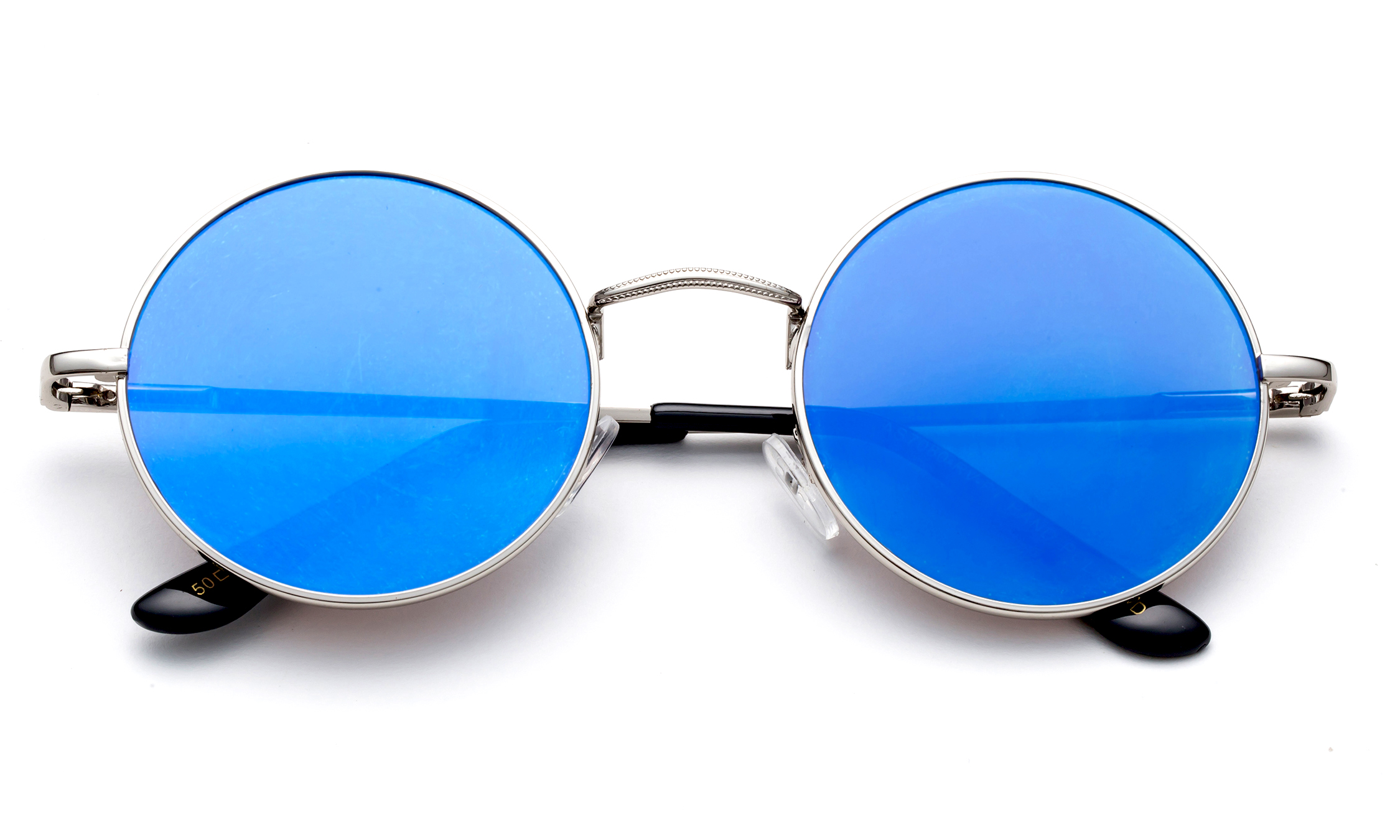 Newbee Fashion Steam Punk Metal Classic Round John Lennon Inspired Flash Mirrored Flat Lenses Hippy 60's Sunglasses Retro - image 2 of 2