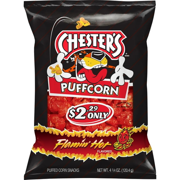 Chester's Puffcorn Flamin' Hot Popcorn, 4.25 oz.
