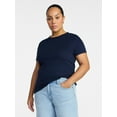 thumbnail image 2 of Time and Tru Women's Ribbed Tee with Short Sleeves, Sizes XS-XXXL, 2 of 6