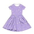 thumbnail image 3 of CCRFTGI Short Sleeve Dresses for Children Girls 7-8 Basic Summer A Line Skater Dress Funny Polka Dots Dresses Party Girls Fashion Purple 9-10 Years, 3 of 5