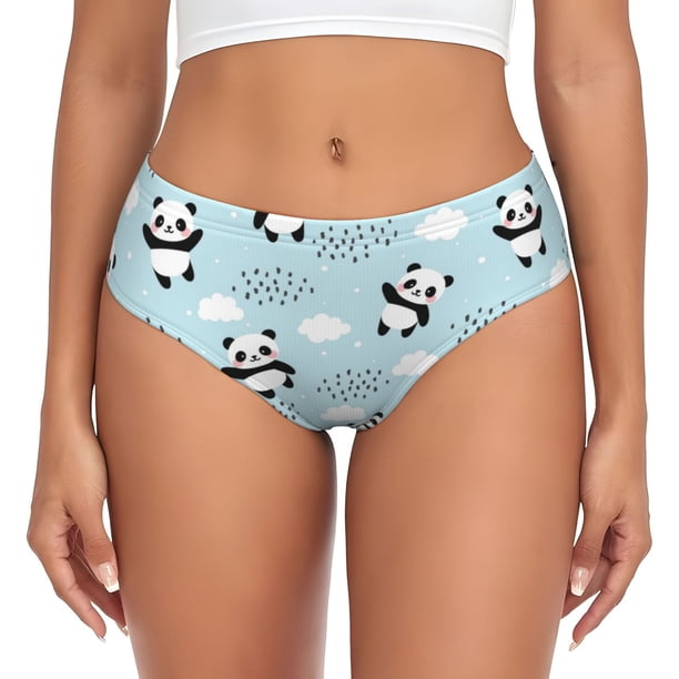 Balery Cute Panda Bear Ropa Interior de Algodón para Mujer con Dibujo – Braguitas Cómodas y Elásticas, Estilo Clásico-XX-Large