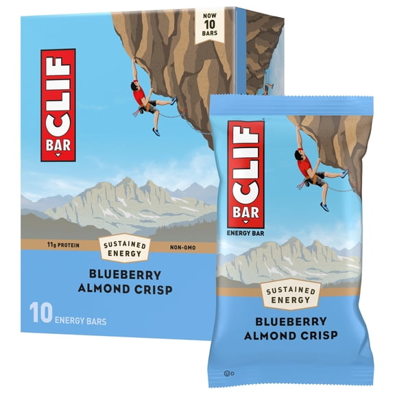 Pack of 2 - Clif Bar - Blueberry Almond Crisp - Made With Organic Oats - Energy Bars - Non-Gmo - Plant Based Protein Bars (10 Pack)