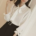 thumbnail image 2 of Women Bow Long Sleeve French Style Casual Vintage Female shirt, 2 of 10