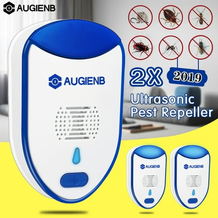 [2019 NEW UPGRADED] AUGIENB 2-Pack - Ultrasonic Pest Repeller - Electronic Plug - Pest Control Ultrasonic - Best Repellent for Cockroach Rodents Flies Roaches Ants Mice