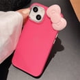 thumbnail image 1 of Funda de teléfono de silicona suave con lazo rosa 3D Linda coreana para iPhone 14 13 12 11 Pro Max X XR Funda a prueba de golpes de Color sólido, 1 of 4