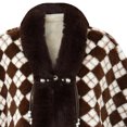 thumbnail image 4 of UTSJKR Women's Plaid Faux Fur Trim Cape Poncho, Winter Warm Open Front Shawl Coat, Pearl Decor Loose Outerwear for Party Daily Occasion Coffee, 4 of 4