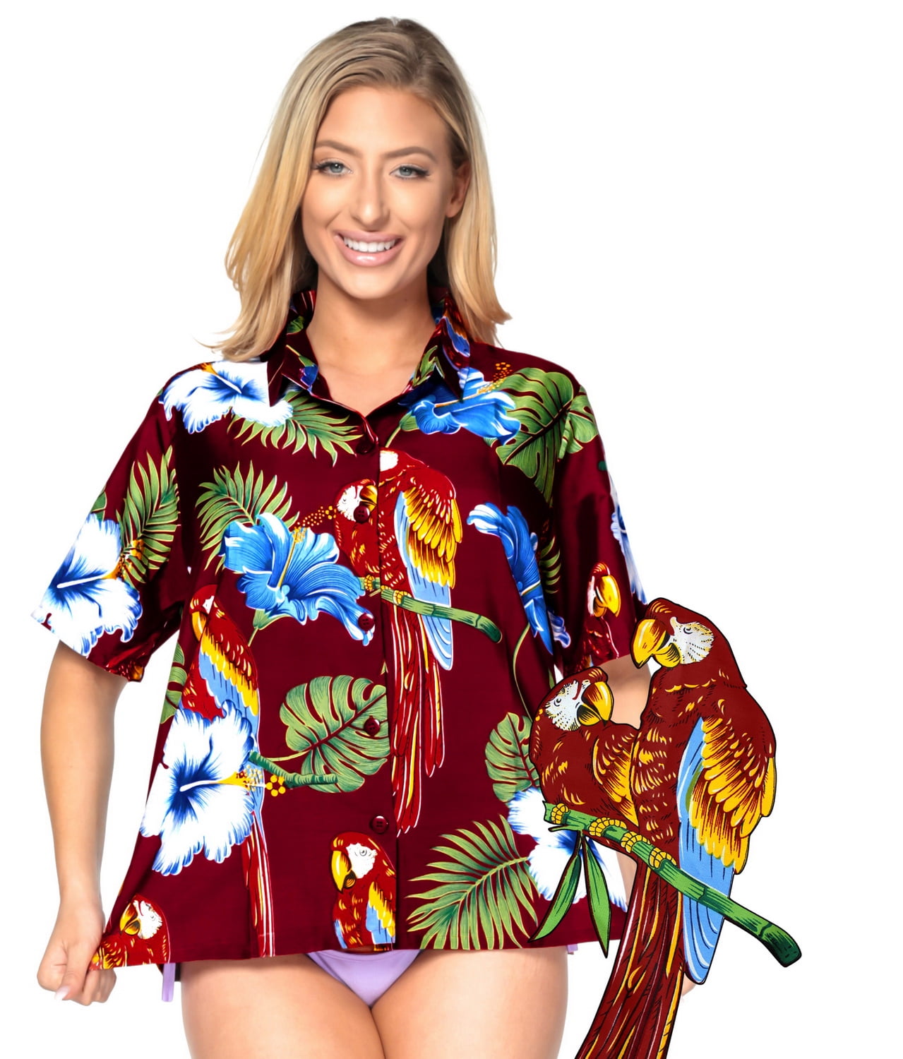 Happy Bay Women Hawaiian Shirt Blouses Beach Top Tank Casual Aloha Holiday Boho Button Up