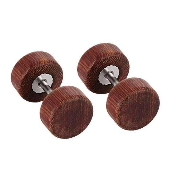 2Pc Steel Mens Earrings for Wo Piercings Screw Brown