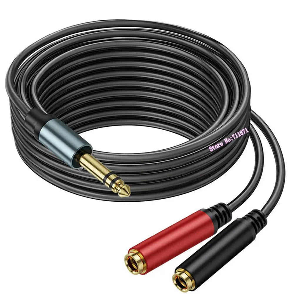 FOR Stereo TRS 6.35 Male Double Female Audio Cable Line TRS 6.35mm Male Two 2 Female Audio Cord Wire 6.35 Male Female Extension Cord