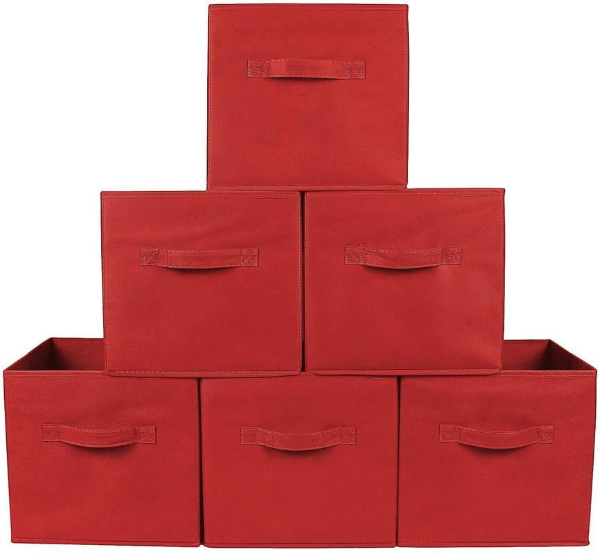 Greenco Foldable Fabric Storage Cubes NonWoven Fabric Red Cube