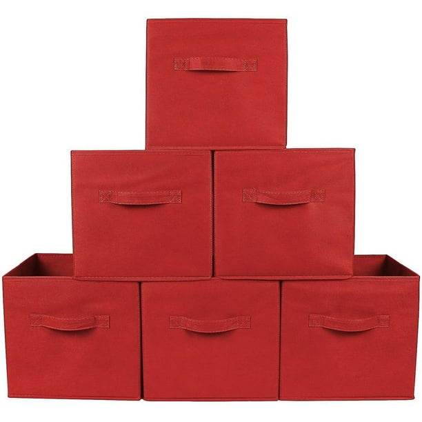 Greenco Foldable Fabric Storage Cubes NonWoven Fabric Red Cube