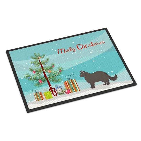 Carolines Treasures CK4738MAT 18 x 27 in. York Chocolate No.2 Cat Merry Christmas Indoor or Outdoor Mat