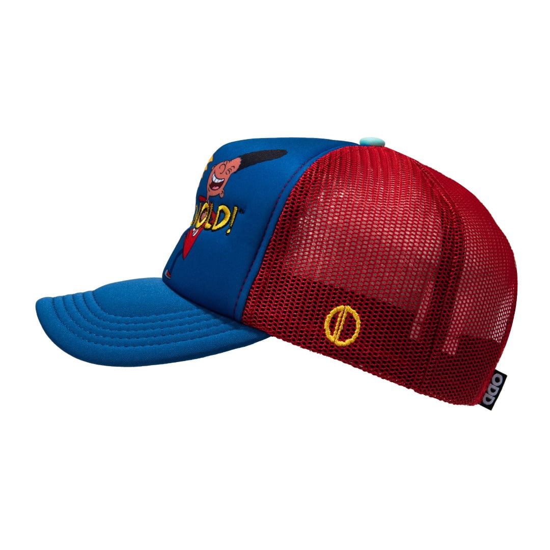 ODD SOX - Hey Arnold! Trucker Hat – Blue & Red Snapback Cap – Mesh Back – One Size Adjustable