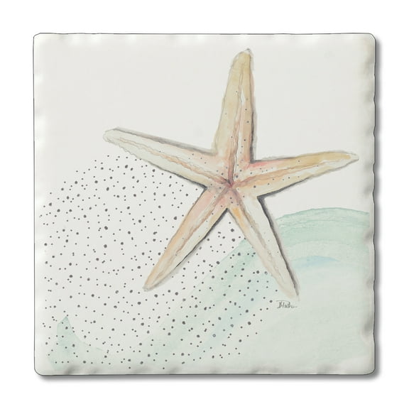 Absorbent Stone Tumbled Tile Coasters, Starfish, Set of 4