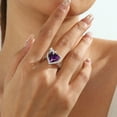 thumbnail image 5 of Juwaliy 6Ct Heart Women Ring Bow Kont Ribbon 925 Sterling Silver February Birthstone Amethyst Ring Purple Solitaire Jewelry Mother Valentine's Day Gift for Wife, 5 of 10